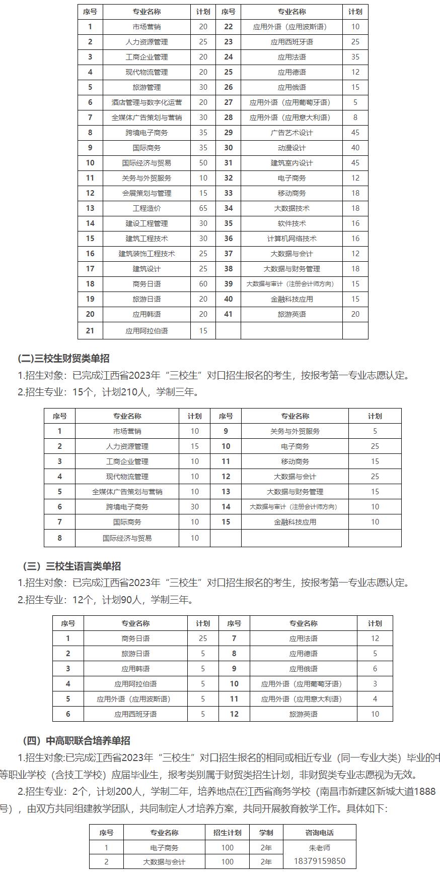 江西外語外貿職業學院2023年單獨招生簡章